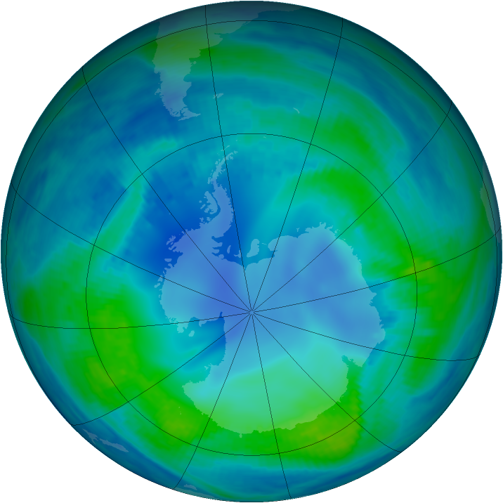 Antarctic ozone map for 04 May 2000